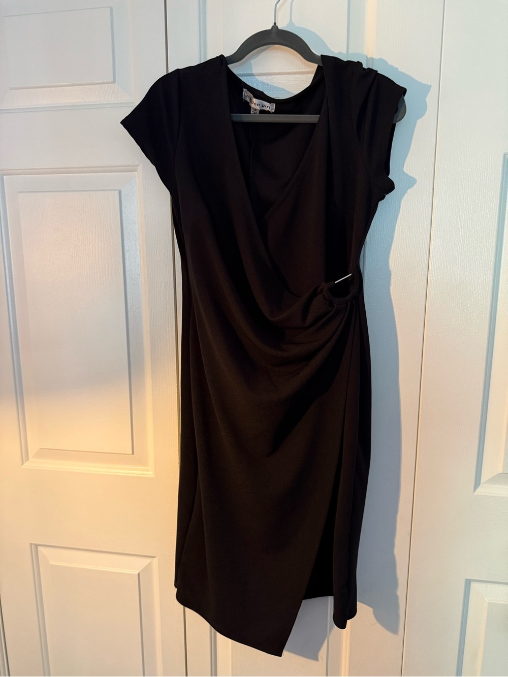 Madden Girl Black Draped Wrap Midi Dress